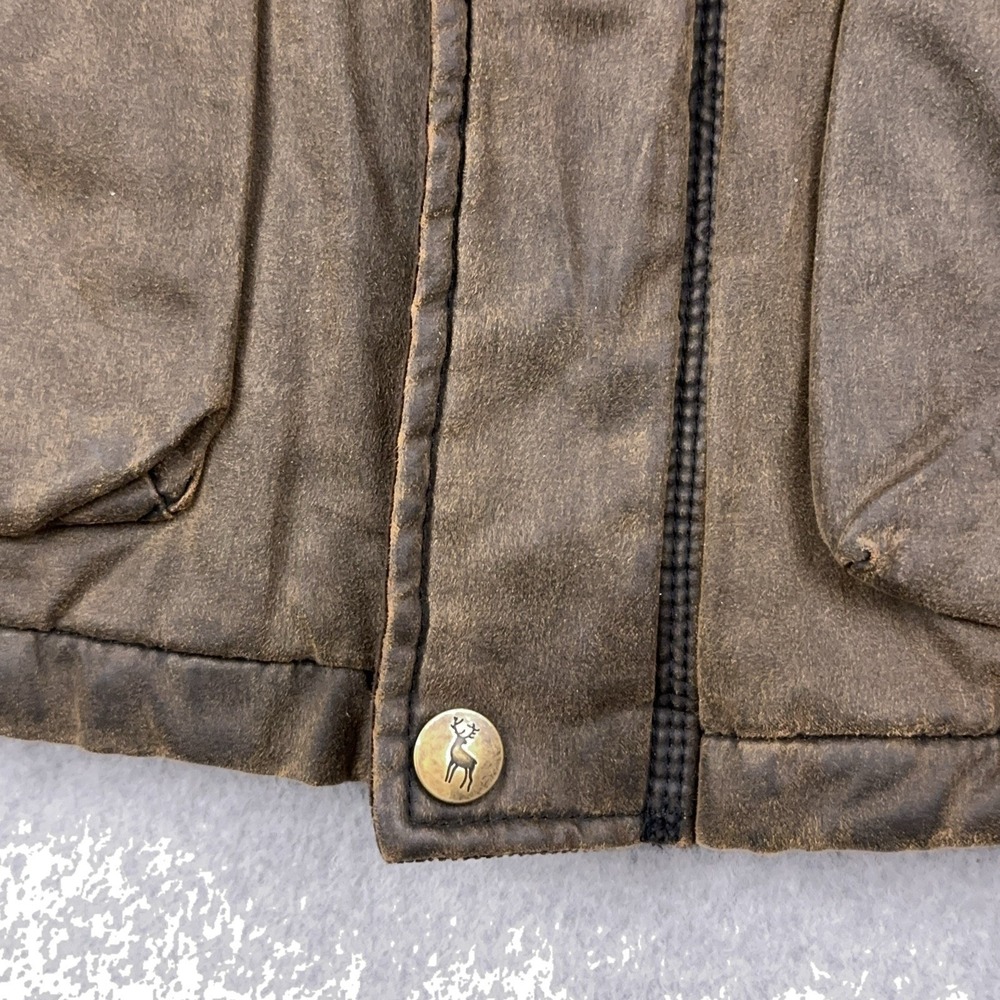 PG Fields Chore Jacket Mens M Brown Patina Full Zip Barn Coat Patches Waxed - Picture 8 of 12